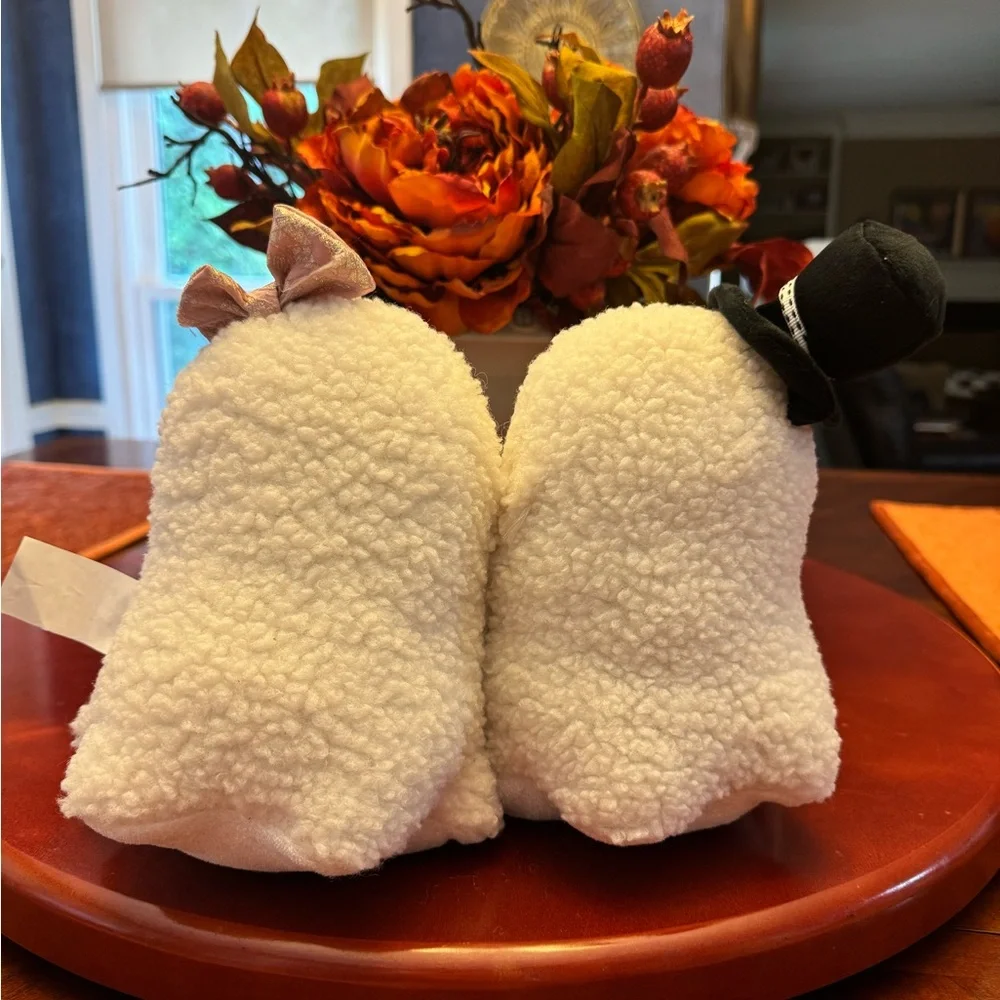 Ghost Party plush ghost couple Halloween fall decoration. Weighted stand up. 8” - Picture 4 of 6